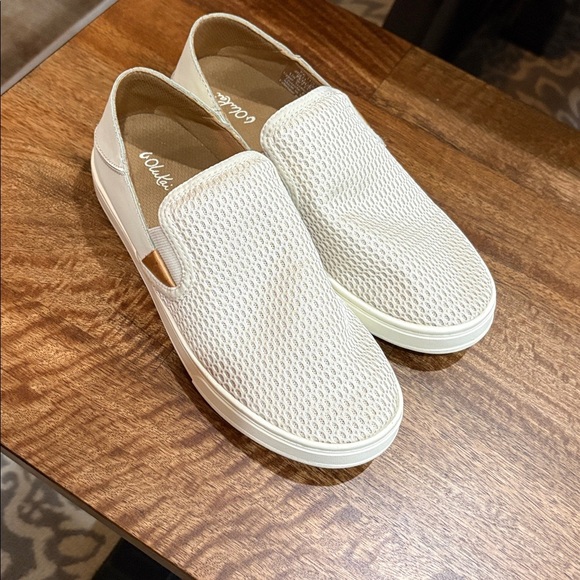 OluKai Shoes - OluKai Pehuea Shoes. Cream color. Sz. 7. Slip on loafers. Boat shoes.